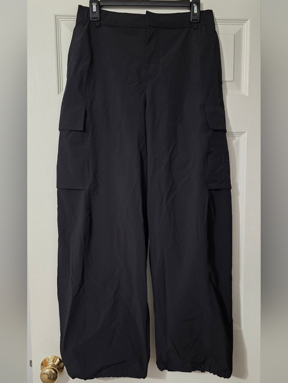 Adjustable Wide Leg Cargo Pants in Black - Picture 2 of 6